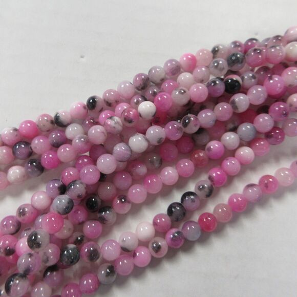 6MM Persian Jade Beads-Black Pink White Mix-ONE Gemstone Bead Strand-Crafts NWT - Picture 1 of 1